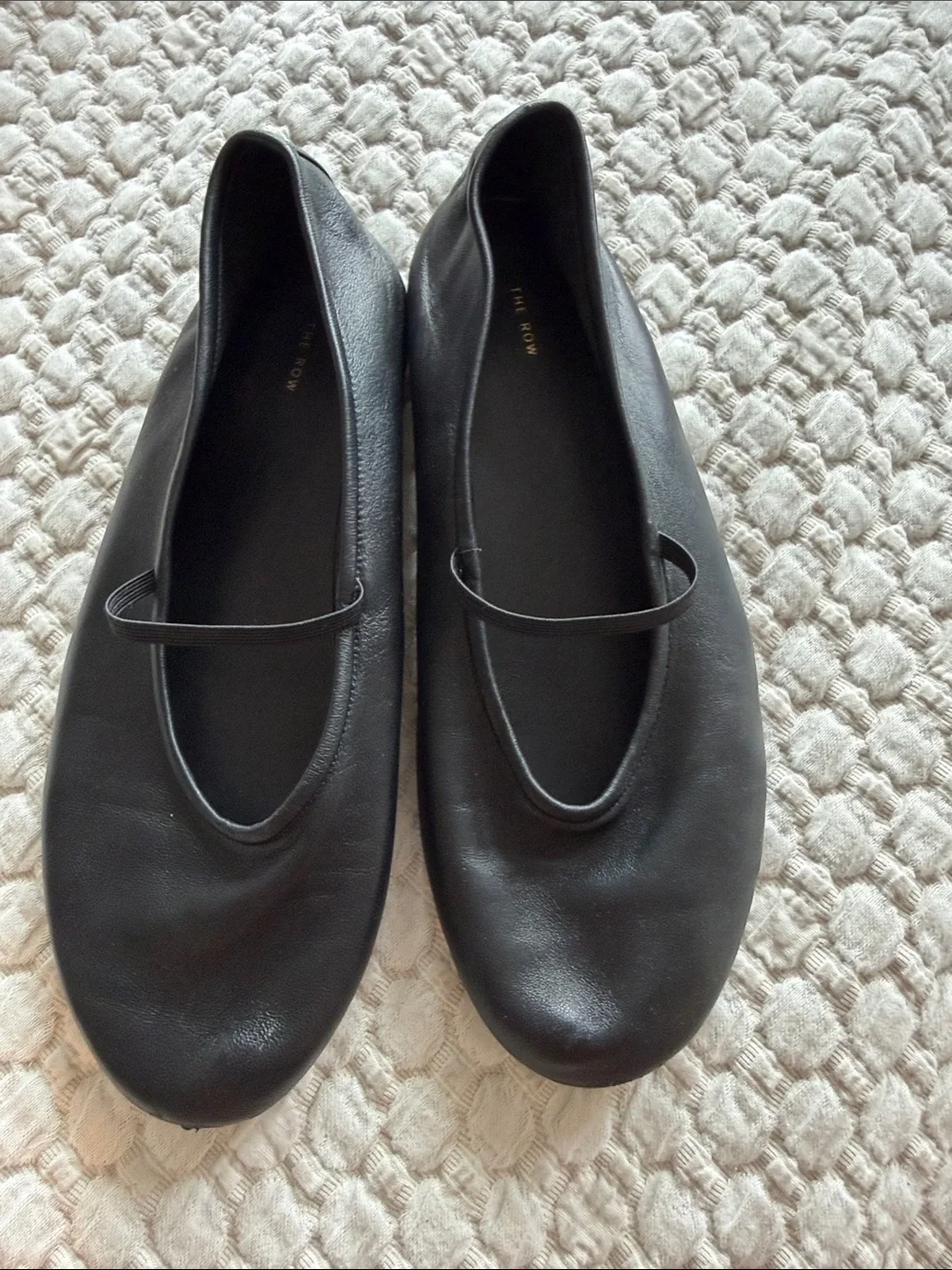 THE ROW / black leather elastic strap ballet flats / 38 - Picture 2 of 8